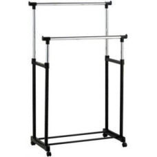 Телескопическая двойная стойка-вешалка для одежды Double Pole Clothes Horse + 5 вешалок в подарок (плечики)