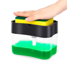 Диспенсер для миючого засобу із підставкою для губки Soap Pump & Sponge Caddy Чорний