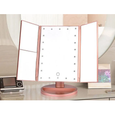Дзеркало косметичне настільне з LED підсвічуванням потрійне 4хААА microUSB 00033 24шт 9670