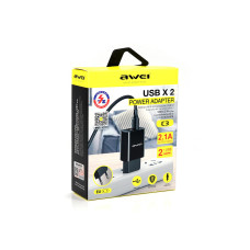 Зарядний пристрій 220В 2,1А 10Вт 5В USBx2 Fast Charger AWEI C3 120шт 8745