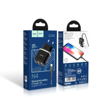 Зарядний пристрій 220В 2,4А 12Вт 5В USBx2 з кабелем USB - Lightning Hoco N4 Aspiring 120шт 8139