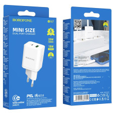 Зарядний пристрій 220В 3,0А 20Вт 12В USBx1 Type-Cx1 QC3.0 Borofone BN7 140шт 6357