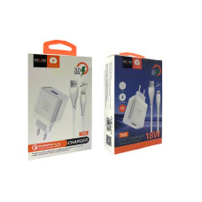 Зарядний пристрій 220В 3,0А 18Вт 12В USBx1 з кабелем USB - Lightning QC3.0 WUW-T95 192шт 6342