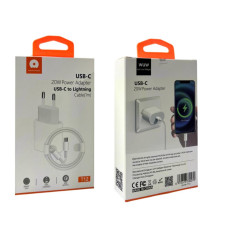 Зарядний пристрій 220В 3А 20Вт 12В Type-C з кабелем Type-C - Lightning WUW-T12 192шт 6339