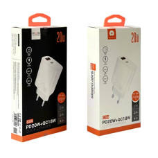 Зарядний пристрій 220В 3А 20Вт 12В Fast Charging USBx1 Type-Cx1 WUW-C204 130шт 6336