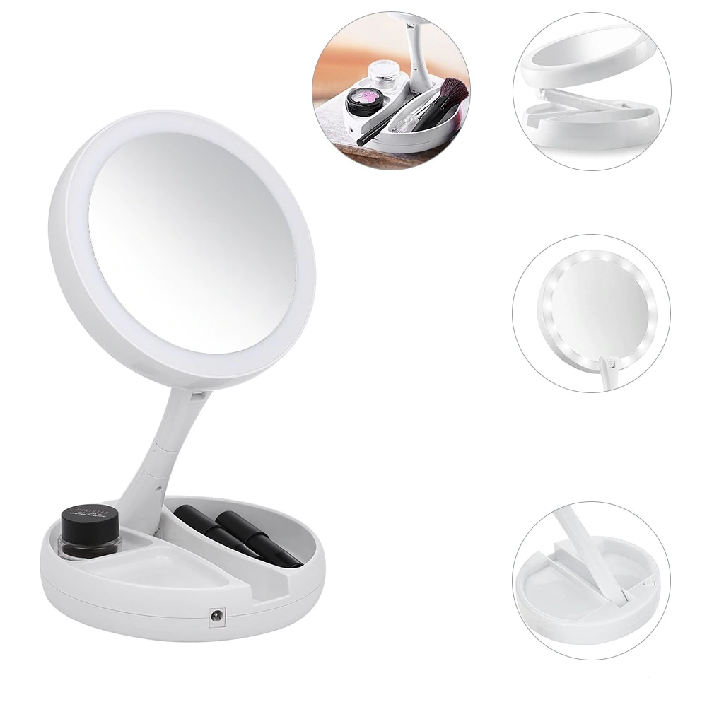 Круглое зеркало для макияжа с подсветкой Led mirror My Fold Away