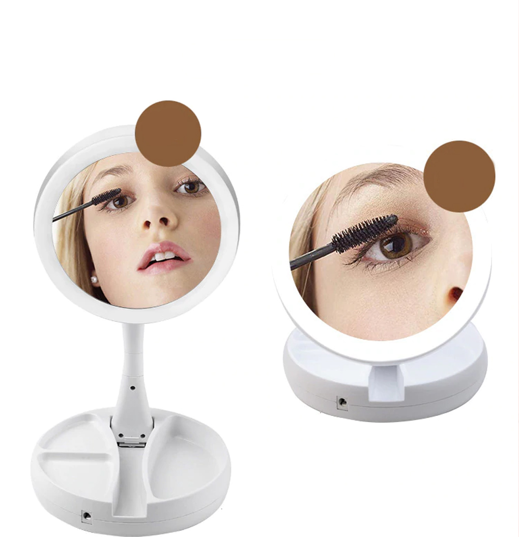 Круглое зеркало для макияжа с подсветкой Led mirror My Fold Away